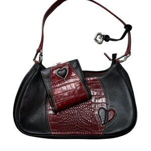Brighton Black & Red Leather Purse & Matching Wallet Set – Great Condition!